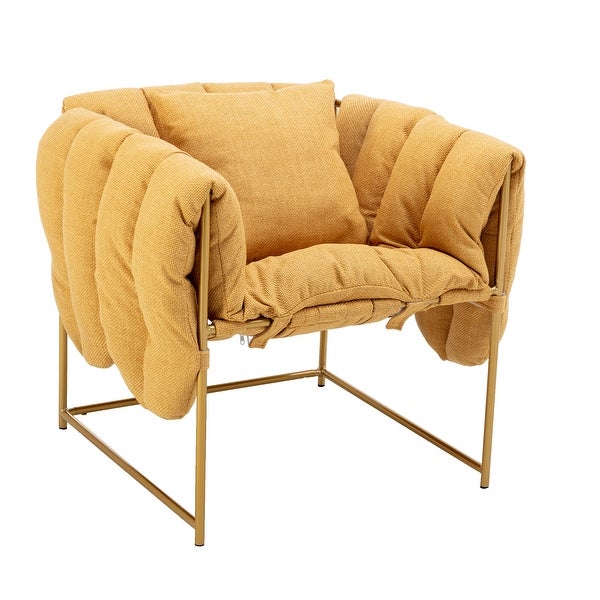 Chic Accent Chair， Leisure Single Sofa Living Room Leisure Chairs， Upholstered Side Chair with Metal Frame