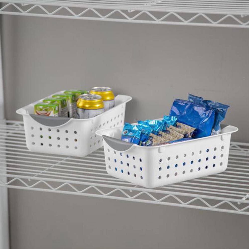 Sterilite Small Ultra Plastic 1.5 Gal. Storage Bin Organizer Baskets in White (12-Pack) 12 X 16228012