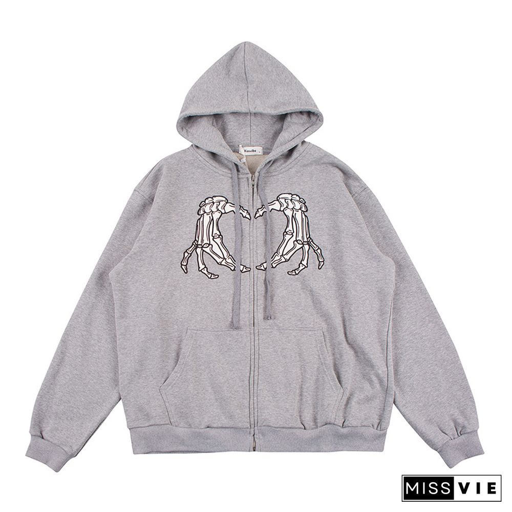 Darkness Butterfly Print Pocket Hooded Sweatshirt