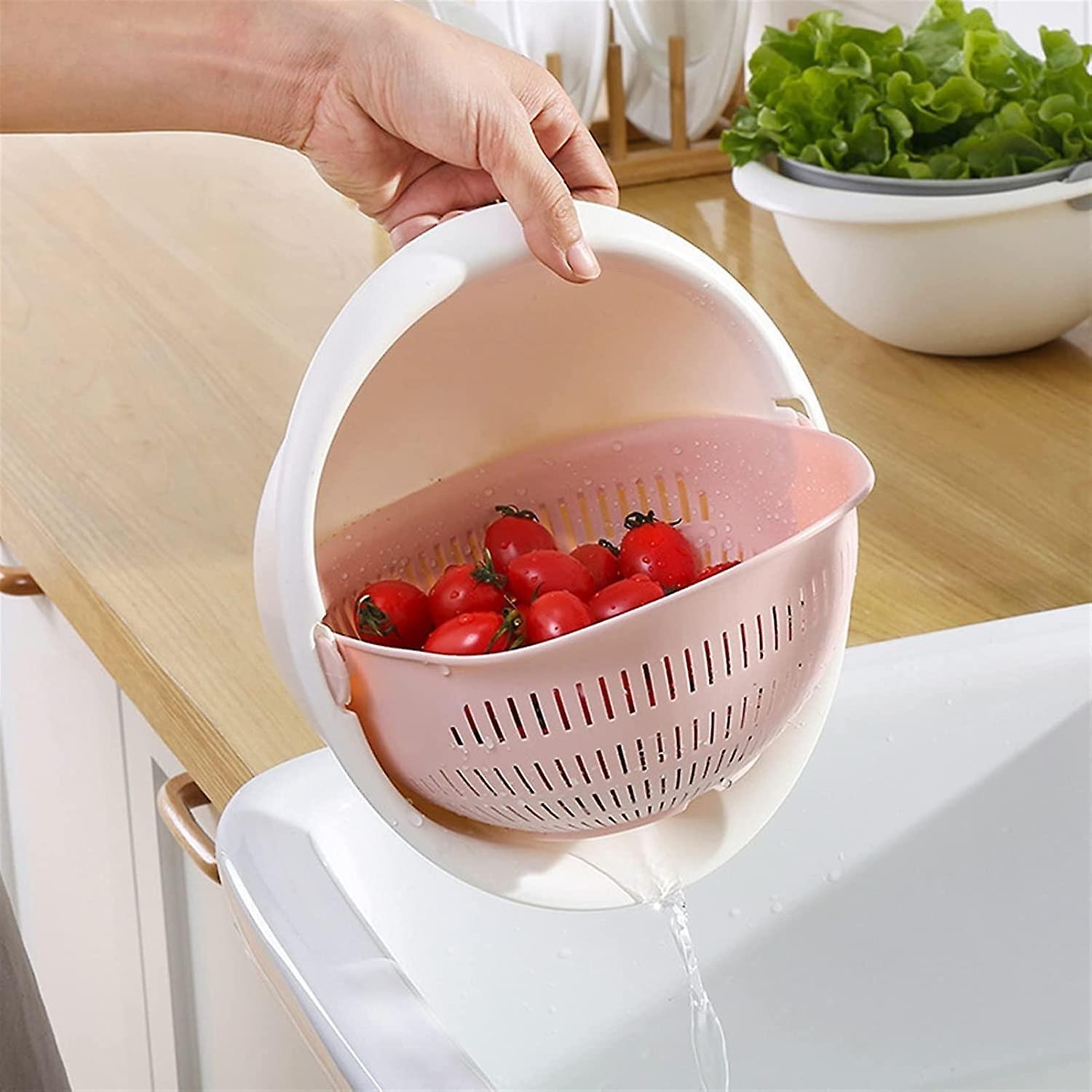 Sieves Sink Strainer Kitchen Drain Basket Bowl Rice Washing Colander Basket Strainer Noodles Vegetable Fruit Double Drain Storage Basket Kitchen Tool