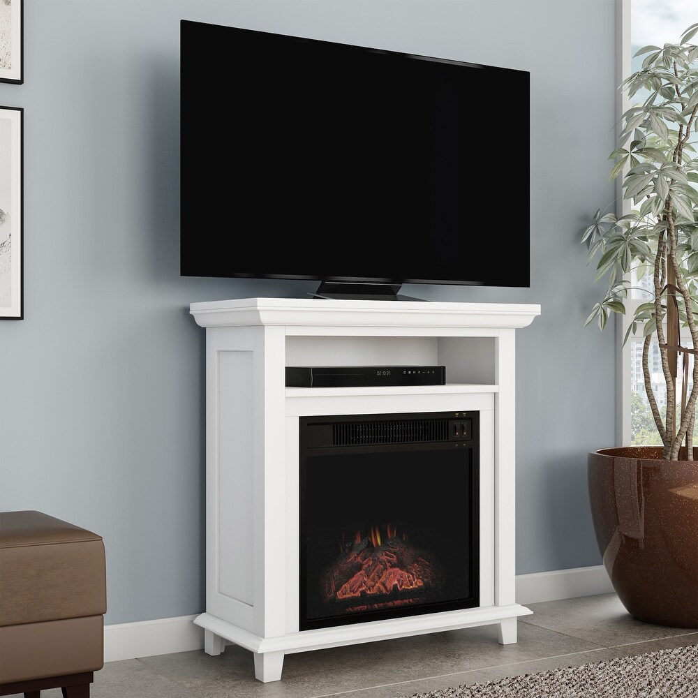 Copper Grove Siavonga Electric Fireplace TV Stand with Faux Logs and LED Flames   27 x 12.4 x 29   27 x 12.4 x 29