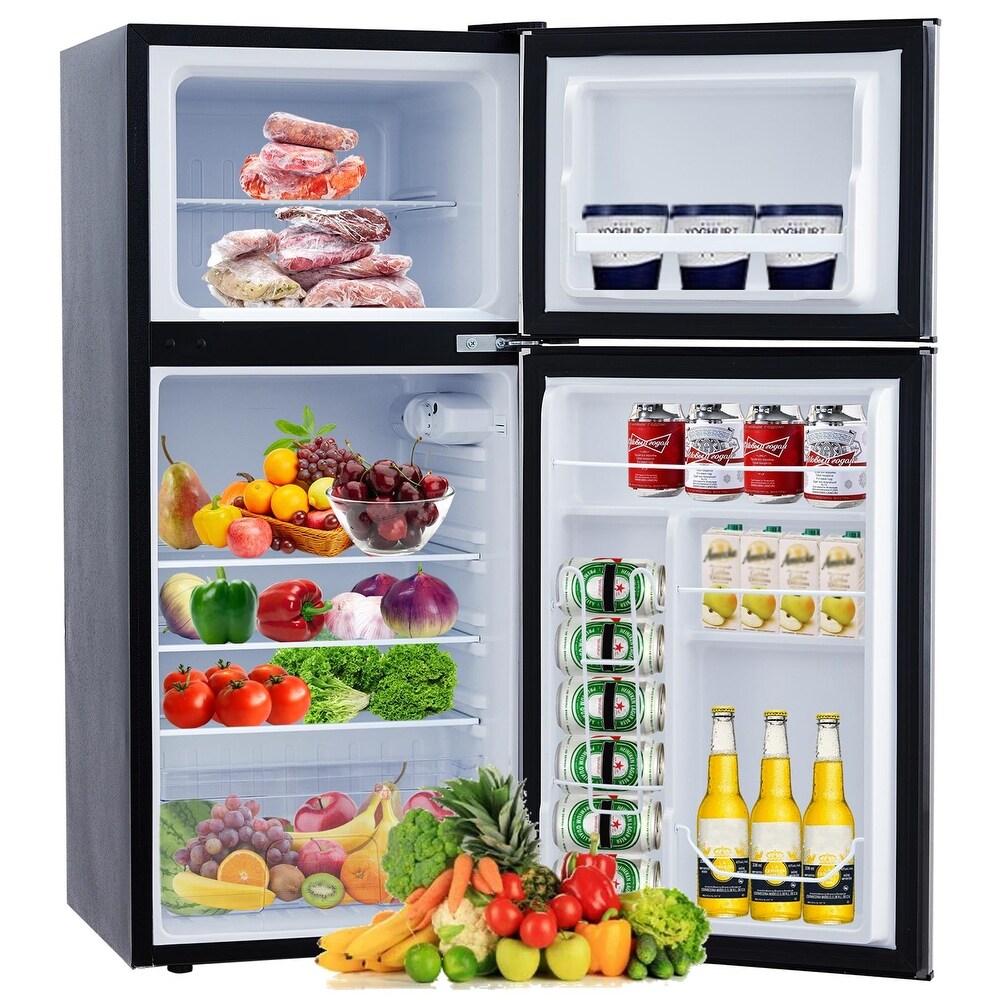 2 Door Mini Fridge Compact Refrigerator with Freezer