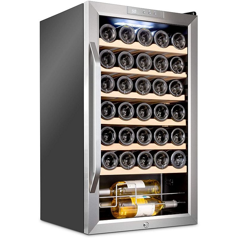 Ivation 34-Bottle Wine Cooler， Freestanding Wine Fridge with Lock