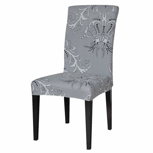 Subrtex Stretch Vector Floral Dining Chair Slipcover (Set of 4, Gray)