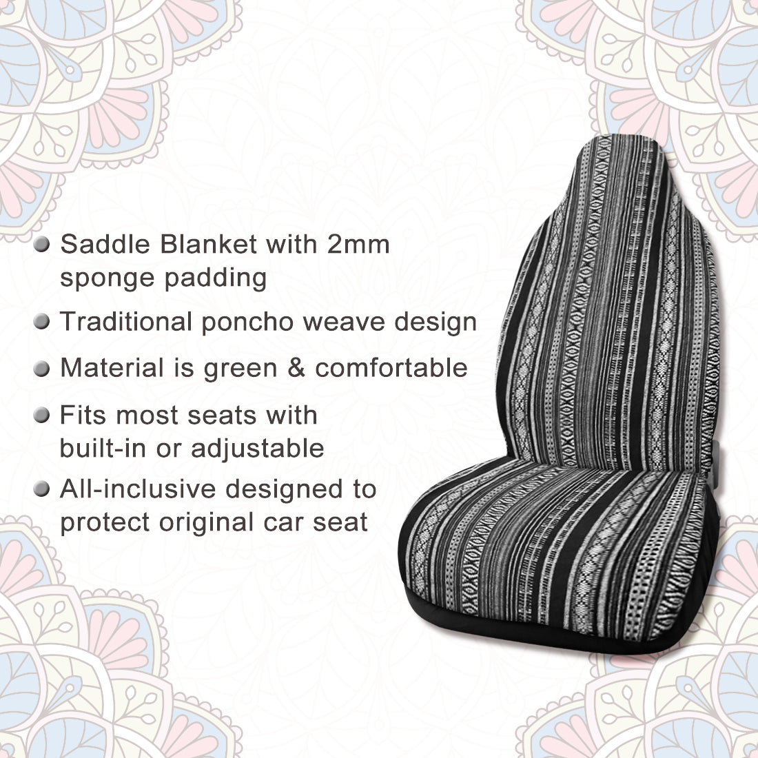 Front Seat Cover Universal Saddle Blanket Seat-Belt Pad Protectors for Car 2pcs