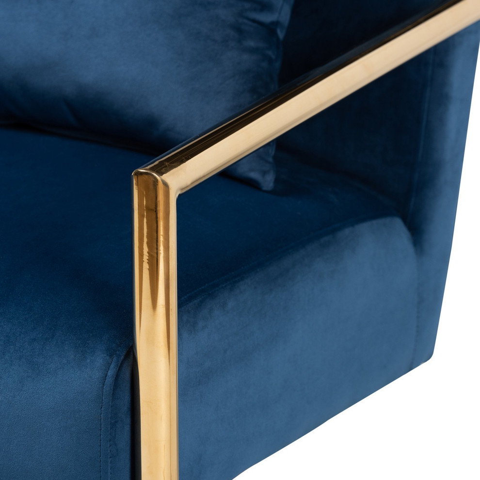 Contemporary Accent Chair  Golden Cantilever Base and Soft Velvet Seat   Contemporary   Armchairs And Accent Chairs   by Declusia  Houzz