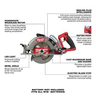 MW M18 FUEL 18V Lithium-Ion Cordless 7-14 in. Rear Handle Circular Saw  High Output 12.0Ah Battery 2830-20-48-11-1812