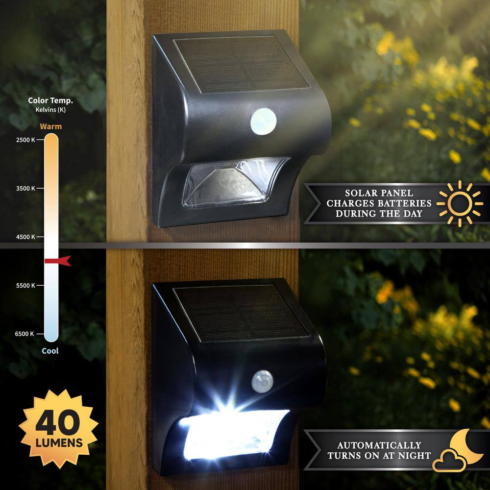 CLASSY CAPS 4 in. x 4 in. Solar Battery Black Integrated LED Motion Sensing Deck Post Light (2-Pack) SL133