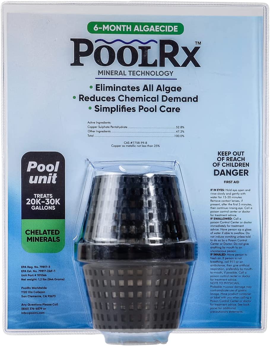 Pool RX 101066 6 Month Algaecide Treats 20k-30k gallons,  Swimming Pool Maintenance Tablets, 16 Count