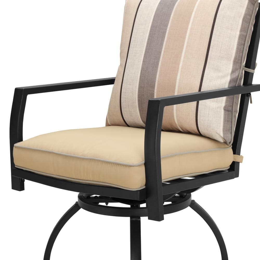 Patio Festival Swivel Metal Outdoor Bar Stool with Beige Cushion (2-Pack) PF18264