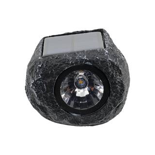 Hampton Bay 15 Lumens Gray Solar Integrated LED Outdoor Mini Rock Spotlight with Adjustable Lamp Head 92360-809