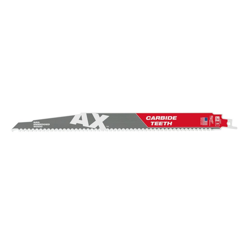 Milwaukee 12 in. 5 TPI The Ax Carbide Teeth SAWZALL Blades 3PK 48-00-5327 from Milwaukee