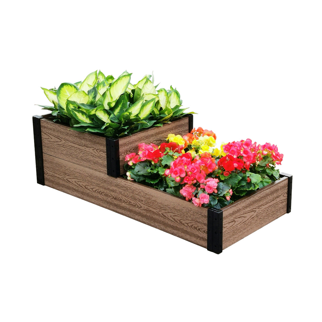 Everbloom Terraced Roadside Raised Garden Bed Brown 48"/24" L x 21" W x 7"/14" H