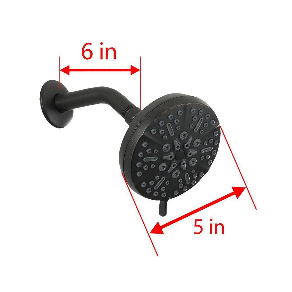 Tahanbath 5-Spray Patterns with 2.5 GPM 5 in. Wall Mount Rain Fixed Shower Head in Oil Rubbed Bronze WF-TWSHA015-5ORB-KXC