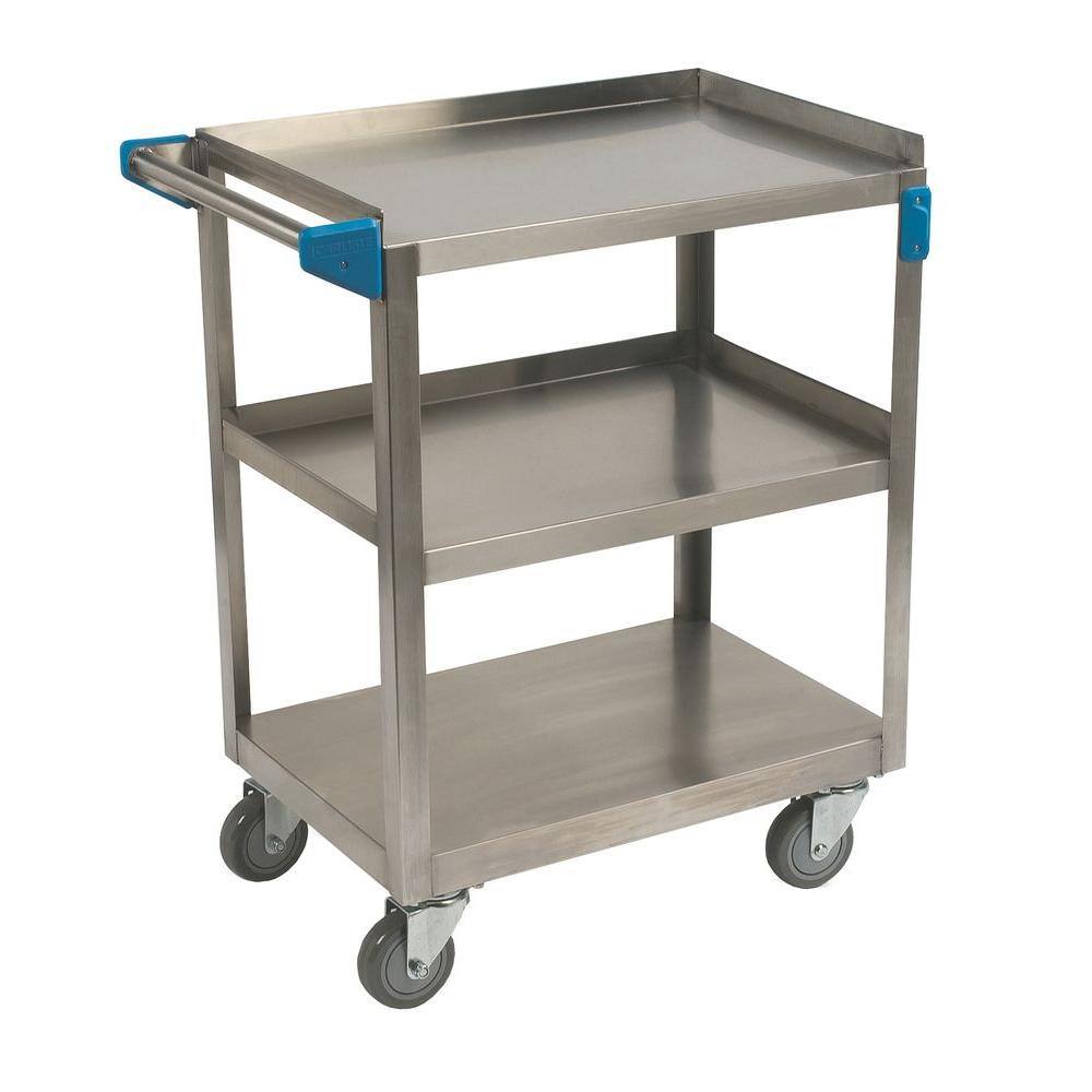 Carlisle 32.5 in. H x 15.5 in. W x 24 in. D Stainless Steel 3-Shelf Utility Cart UC3031524