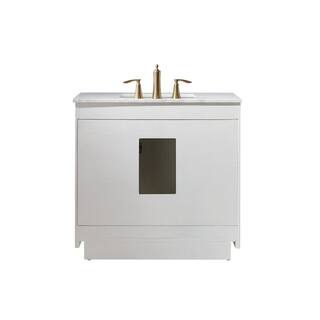 Altair Ivy 36 in. Bath Vanity in White with Carrara Marble Vanity Top in White with White Basin 531036-WH-CA-NM