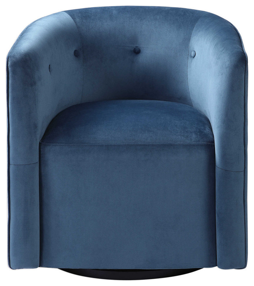 Uttermost Mallorie Blue Swivel Chair 23491   Contemporary   Armchairs And Accent Chairs   by Lighting and Locks  Houzz