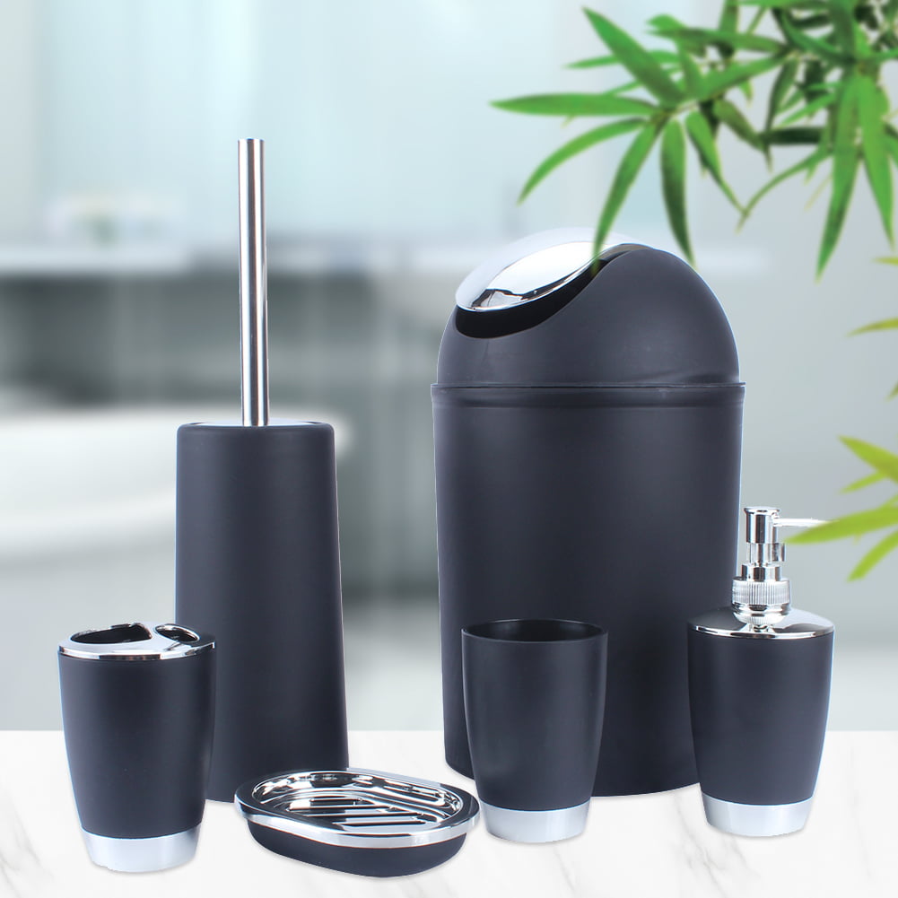 6 Piece Plastic Bathroom Accessory Set