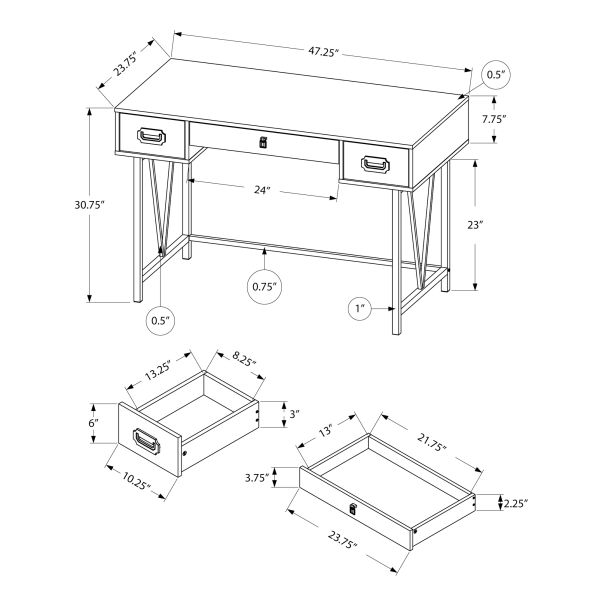 Computer Desk， Home Office， Laptop， Storage Drawers， 48