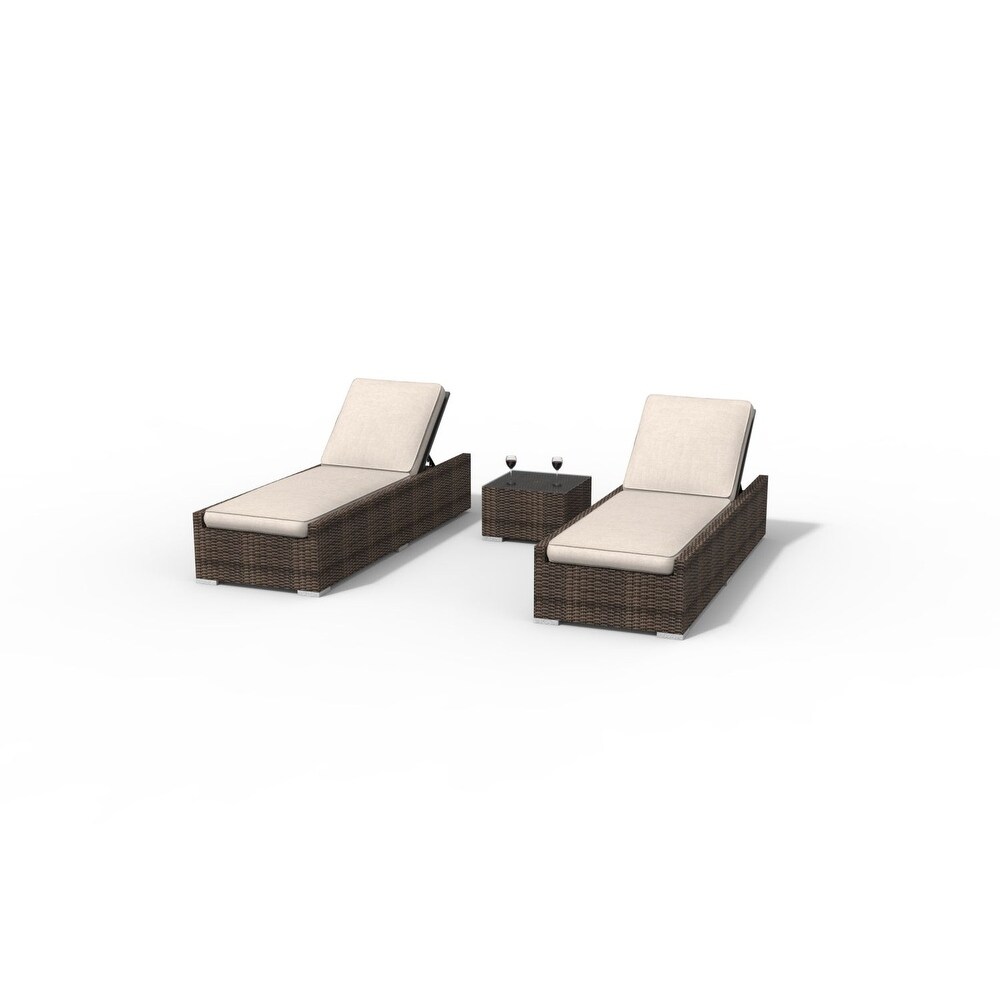 Moda Furnishings 3 piece Patio Wicker Adjustable Chaise Lounge Set Sunbed Daybed(Including the rain cover)