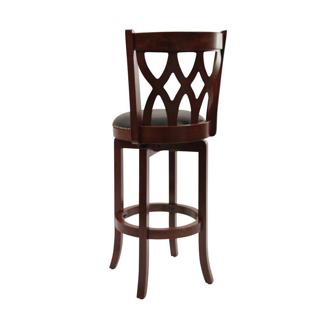 Boraam Cathedral 29 in. Cherry Swivel Cushioned Bar Stool 40329