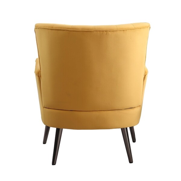 Yellow Button Velvet Tufted Accent Chairs Comfy Bedroom Chair