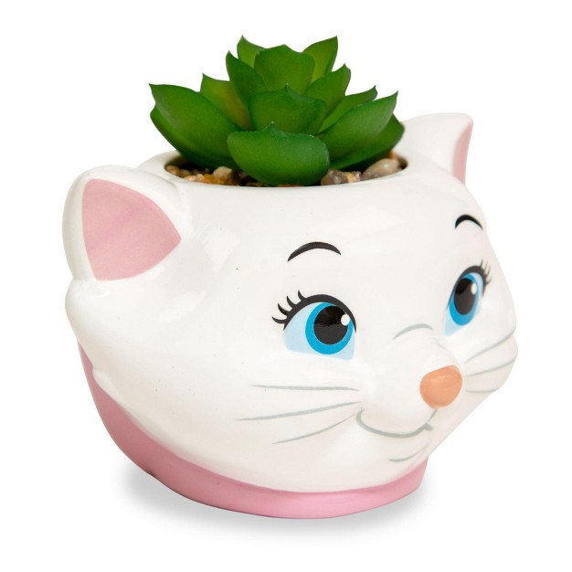 Silver Buffalo Disney The Aristocats Marie 4 inch Mini Planter With Artificial Succulent