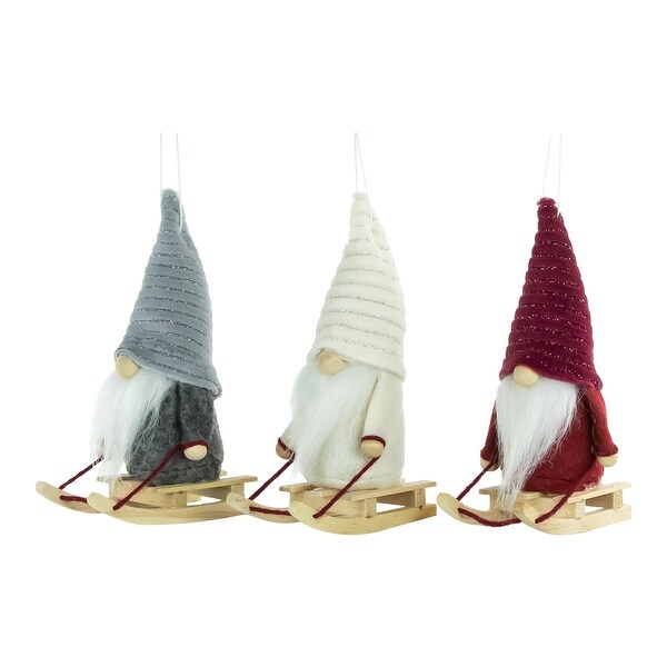 Plush Sledding Gnomes Christmas Figurine Ornaments