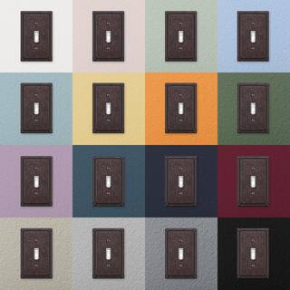 AMERELLE Imperial Bead 2 Gang 1-Toggle and 1-Duplex Metal Wall Plate - Tumbled Aged Bronze 74TDAZ