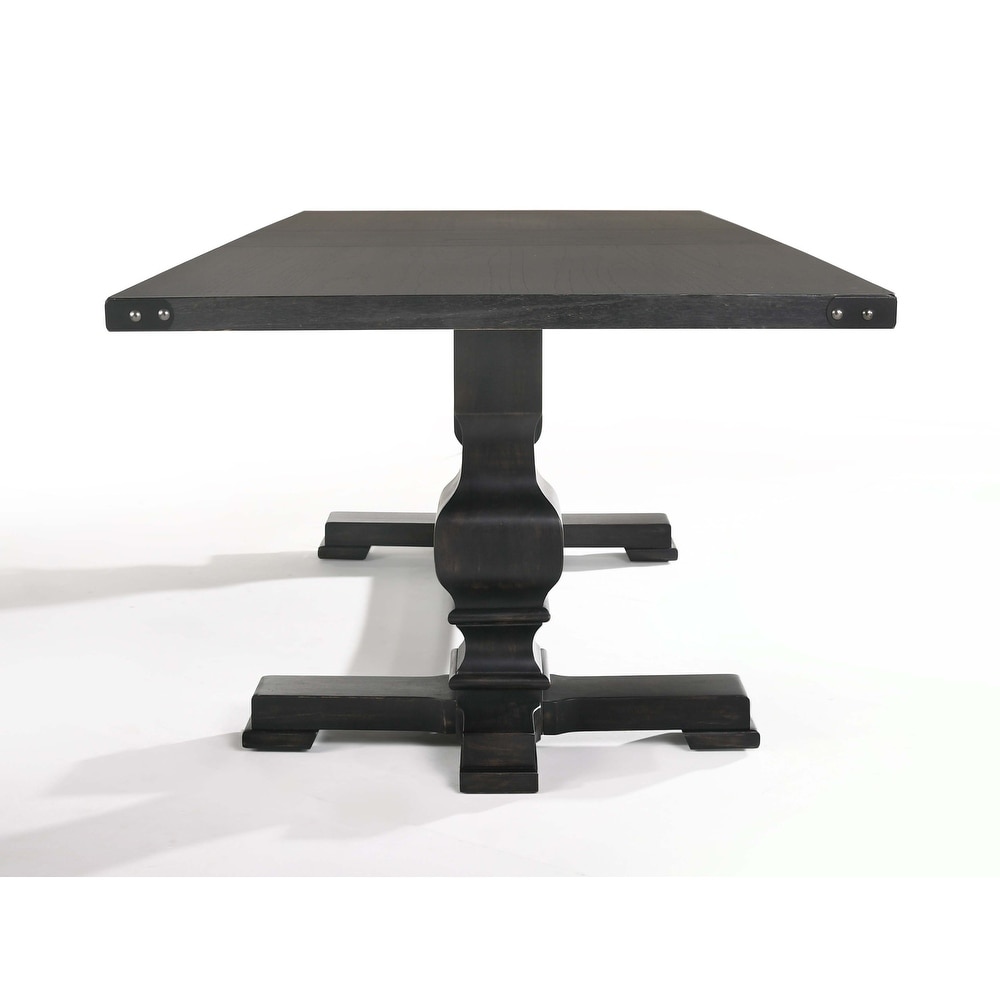 Wetherly Vintage Black Dining Table with Trestle Base