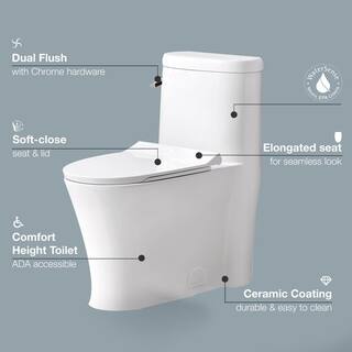 Glacier Bay Hartridge 1-Piece 1.01.6 GPF Dual Flush Elongated Toilet in White GBTO205