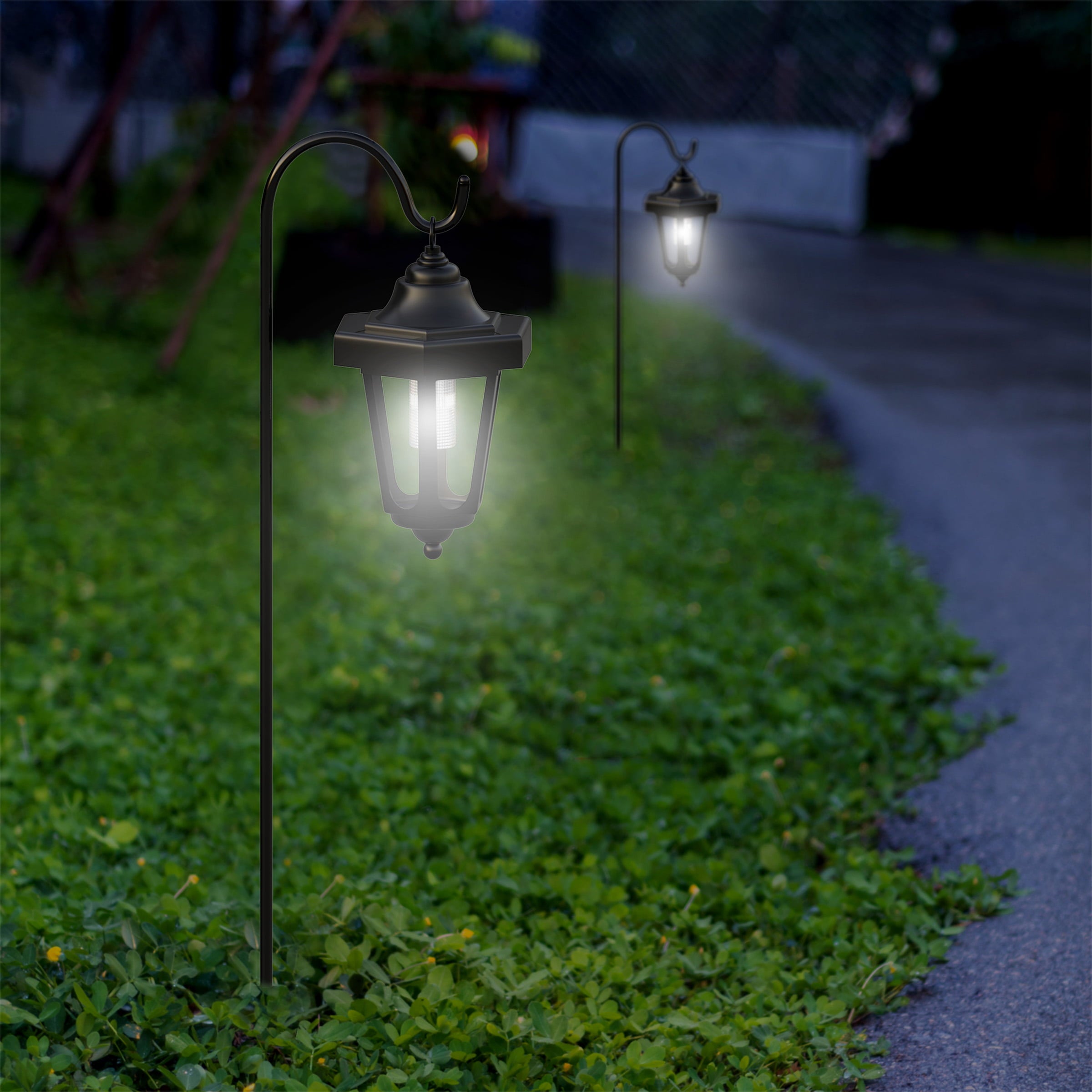 Solar LED Hanging Coach Lanterns ? Black - Set of 2 by Pure Garden