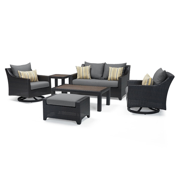 Deco 6 Piece Sunbrella Outdoor Patio Love and Motion Club Seating Set