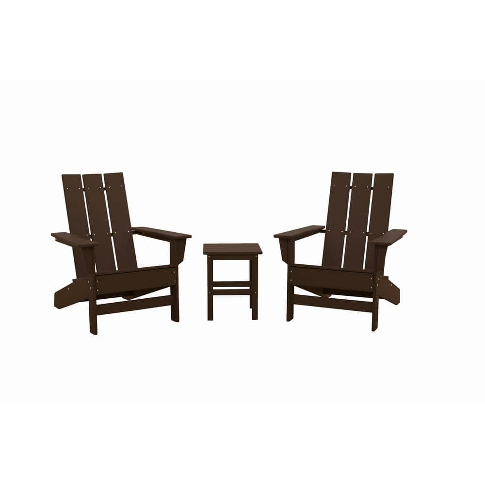 DUROGREEN Aria Chocolate Recycled Plastic Modern Adirondack Chair with Side Table (2-Pack) AAC3529SETCH