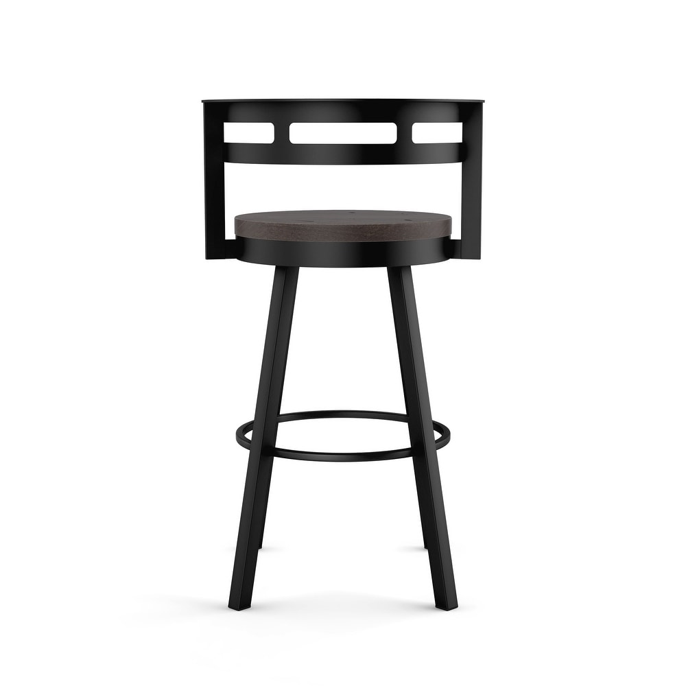 Amisco Vector Swivel Bar Stool with Distressed Wood Seat