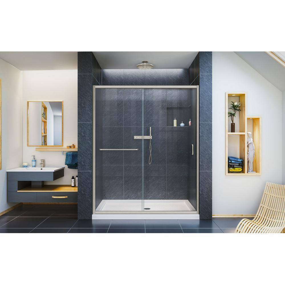 DreamLine Infinity-Z 50-54 in. W x 72 in. H Semi-Frameless Sliding Shower Door in Brushed Nickel SHDR-0954720-04