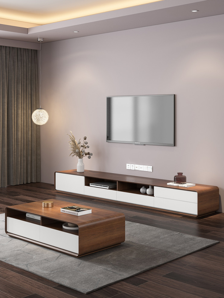 Modern Wood White TV Cabinet  Media Console With 4 Drawers   Transitional   Entertainment Centers And Tv Stands   by Miron Demid LLC  Houzz