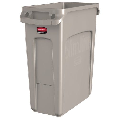 Slim Jim Container 16 Gallon， With Handles， Beige