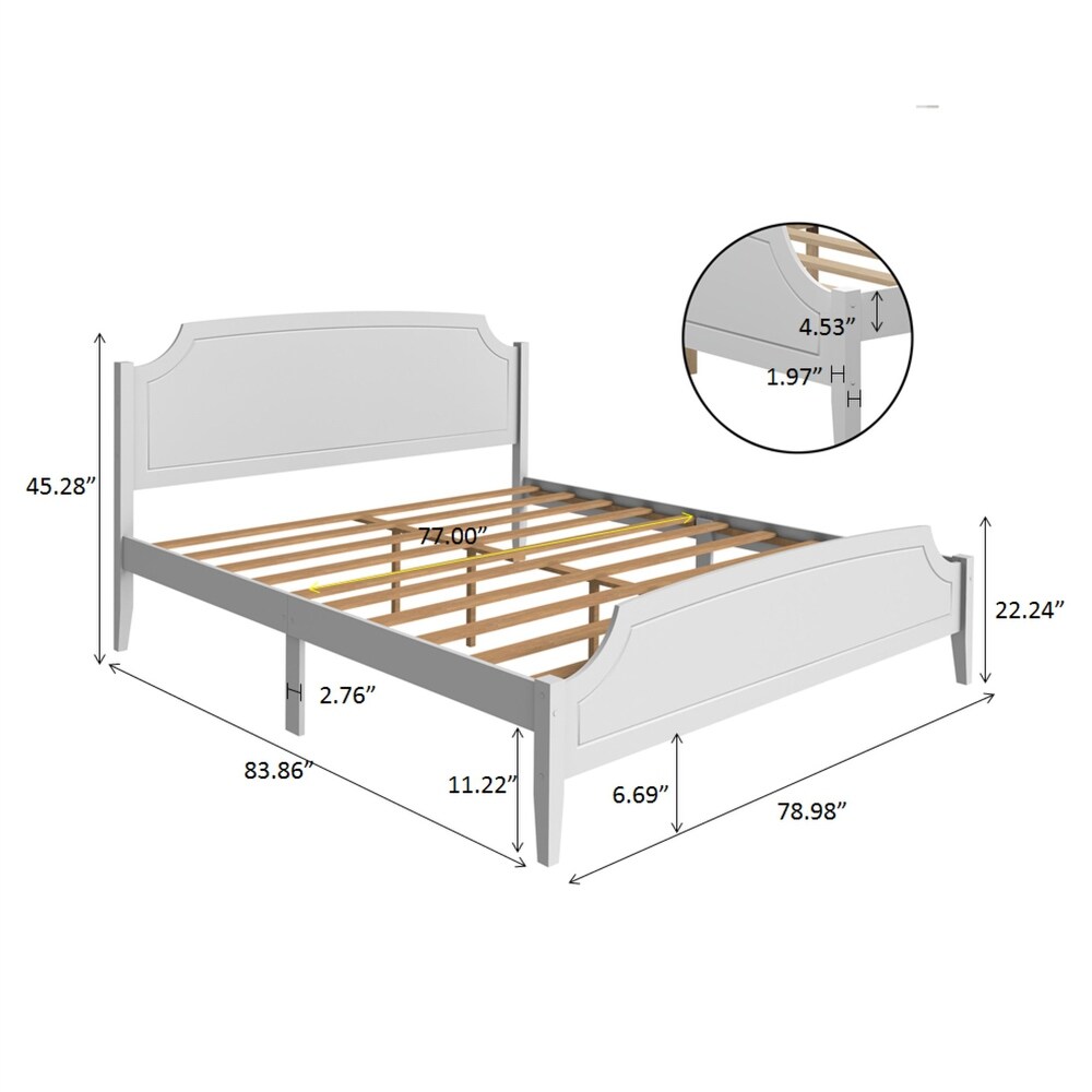 White Contemporary Roman Style Solid Wood Bed