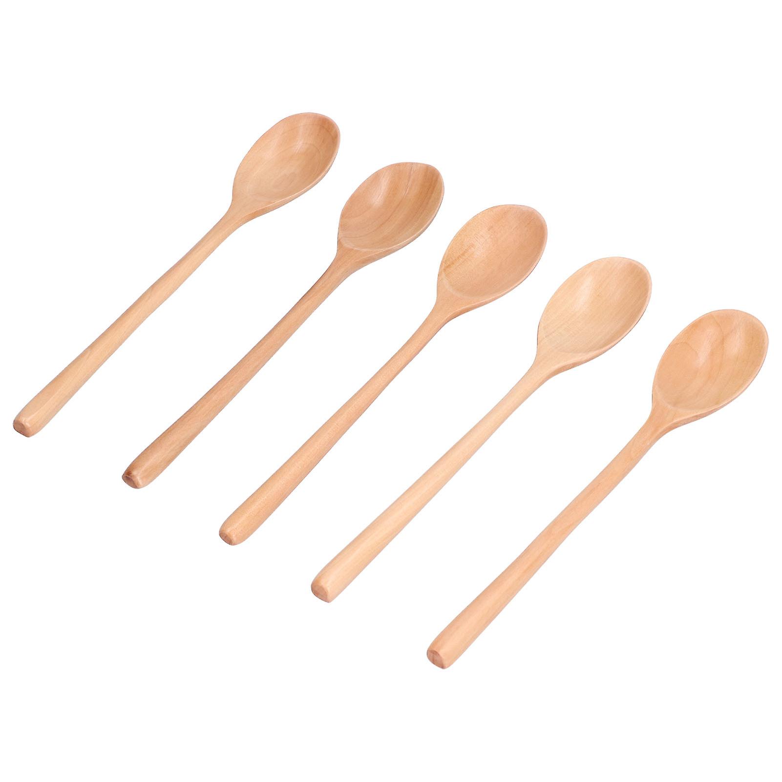12 Inch Long Handle Spoons， 6pcs Wooden Meal Spoon Honey Stirring Spoon With Smooth Surface For Home， Camping