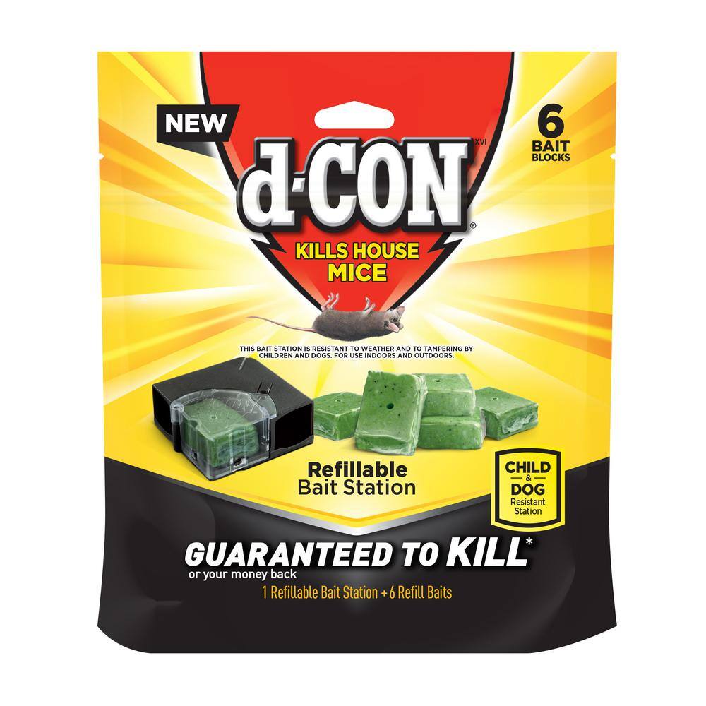 d-CON Refillable Corner Fit Mouse Bait Station 1 Trap + 6 Baits 19200-98665