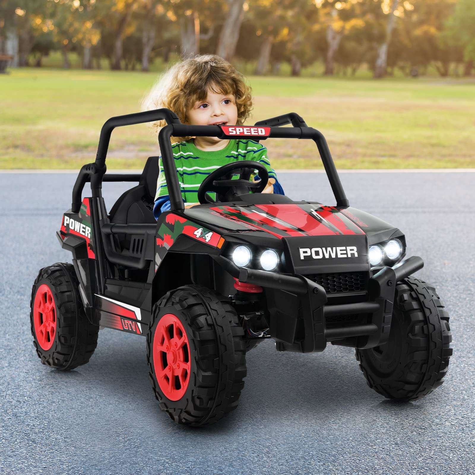 Costzon Ride on Car, 12V Kids UTV, Boys Girls Aged 3-8 Years, Ride on UTV