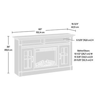 SAUDER 60 in. Vintage Oak Rectangle Engineered Wood TV Console with Fireplace Fits TV's up to 65 in. 427377