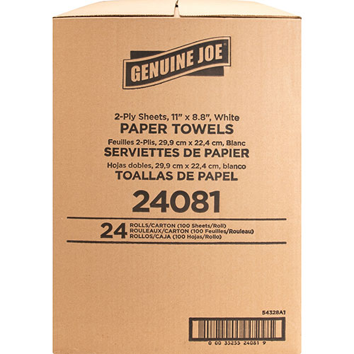 Genuine Joe Paper Towels Roll | 2-Ply， 100 Sheets