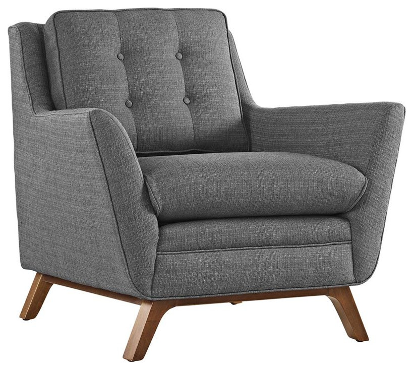 Modway Beguile Upholstered Fabric and Wood Living Room Set in Gray (Set of 3)   Midcentury   Living Room Furniture Sets   by Homesquare  Houzz