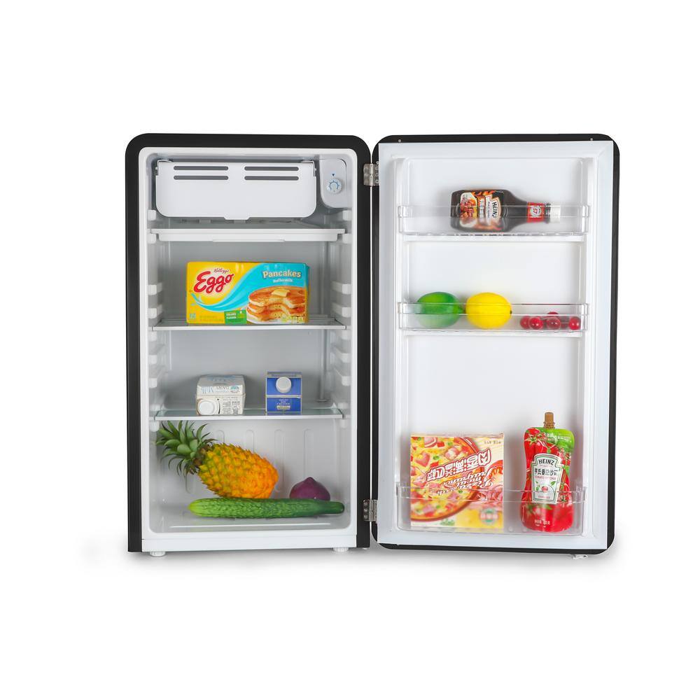 Commercial Cool 3.2 cu. ft. Retro Mini Fridge with Full Width Freezer Compartment in Black CCRR32HB