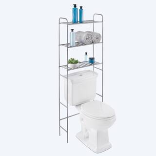 Glacier Bay 22.8 in. W Over-the-Toilet Bathroom Space Saver in Satin Nickel with Slatted Shelves 2265NNHD