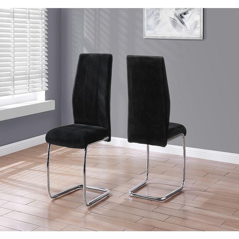 Set of 2 Black and Silver Contemporary Dining Chairs 38.75