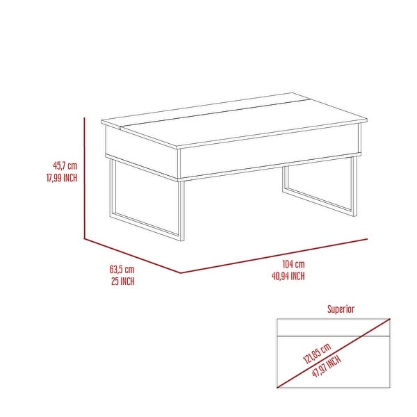 Indusrtial Style Lift Top Coffee Table，Two Legs -Dark Walnut for iving Room， Home， Office， Easy Assemble