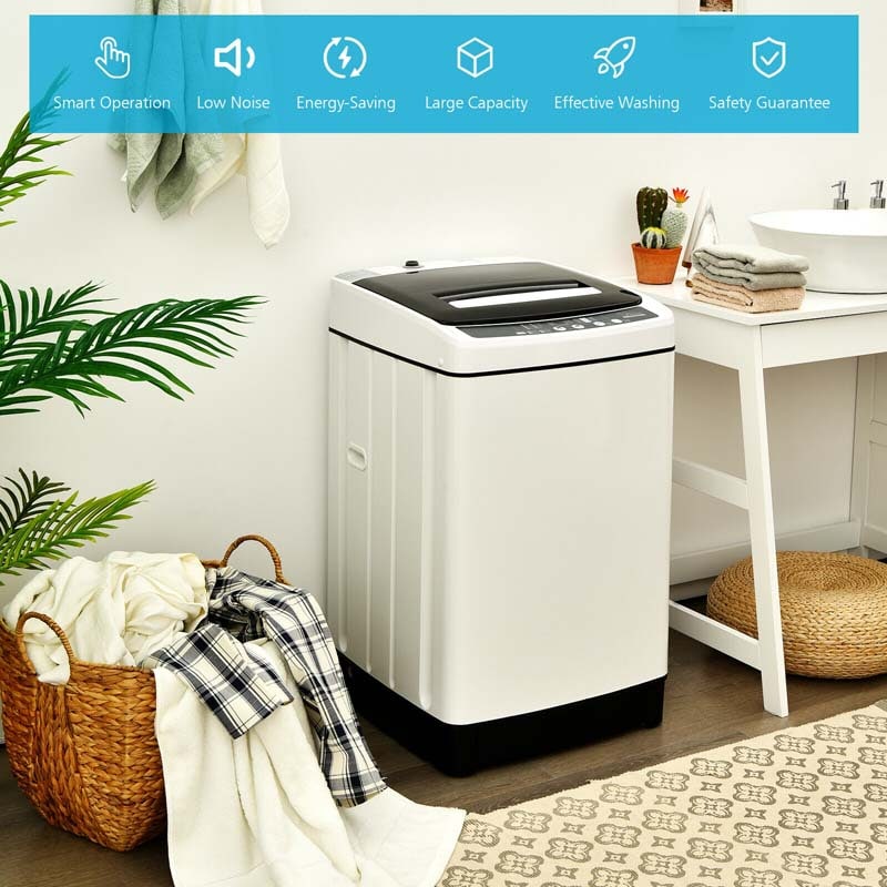 11 LBS Full-Automatic Portable Washing Machine, Top Load All In One Washer Dryer Combo